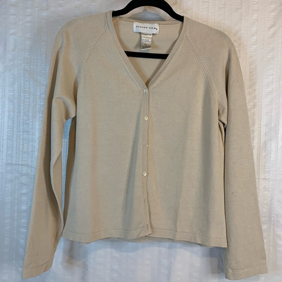 august silk Sweaters - August Silk Stretch cardigan in tan. Size Large. Stain shown in photo
